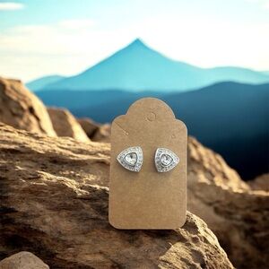 Elegant Silver Triangle Stud Earrings